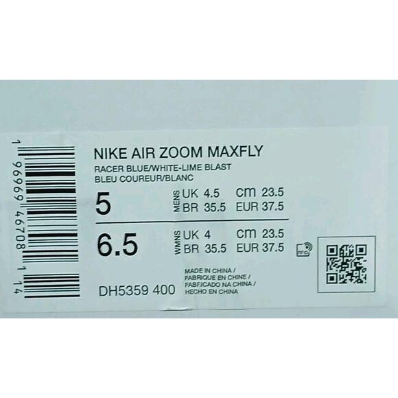 New Men's 5 Wonen's 6.5 Nike Air Zoom Maxfly Spikes Track Shoes Blue DH5359-400 - Picture 7 of 9